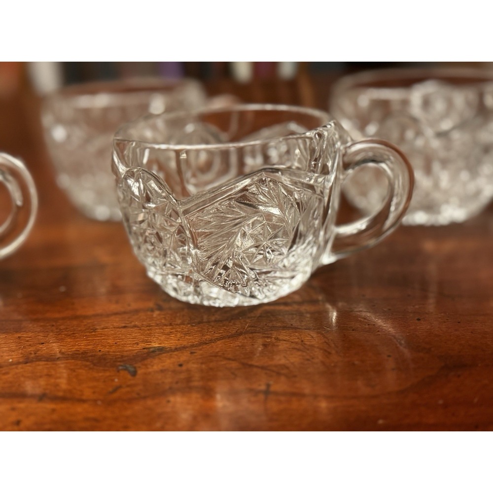 Set of 6 Imperial Glass Whirling Star Clear Punch Cups